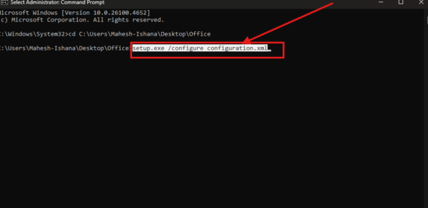 Running setup command